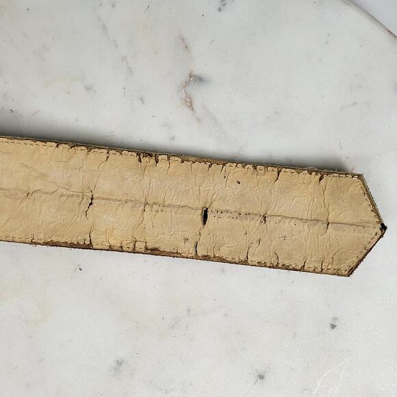 Vtg Saint Laurent Rive Gauche Suede Belt France Bakelite Buckle Geometric 31” - Picture 13 of 14